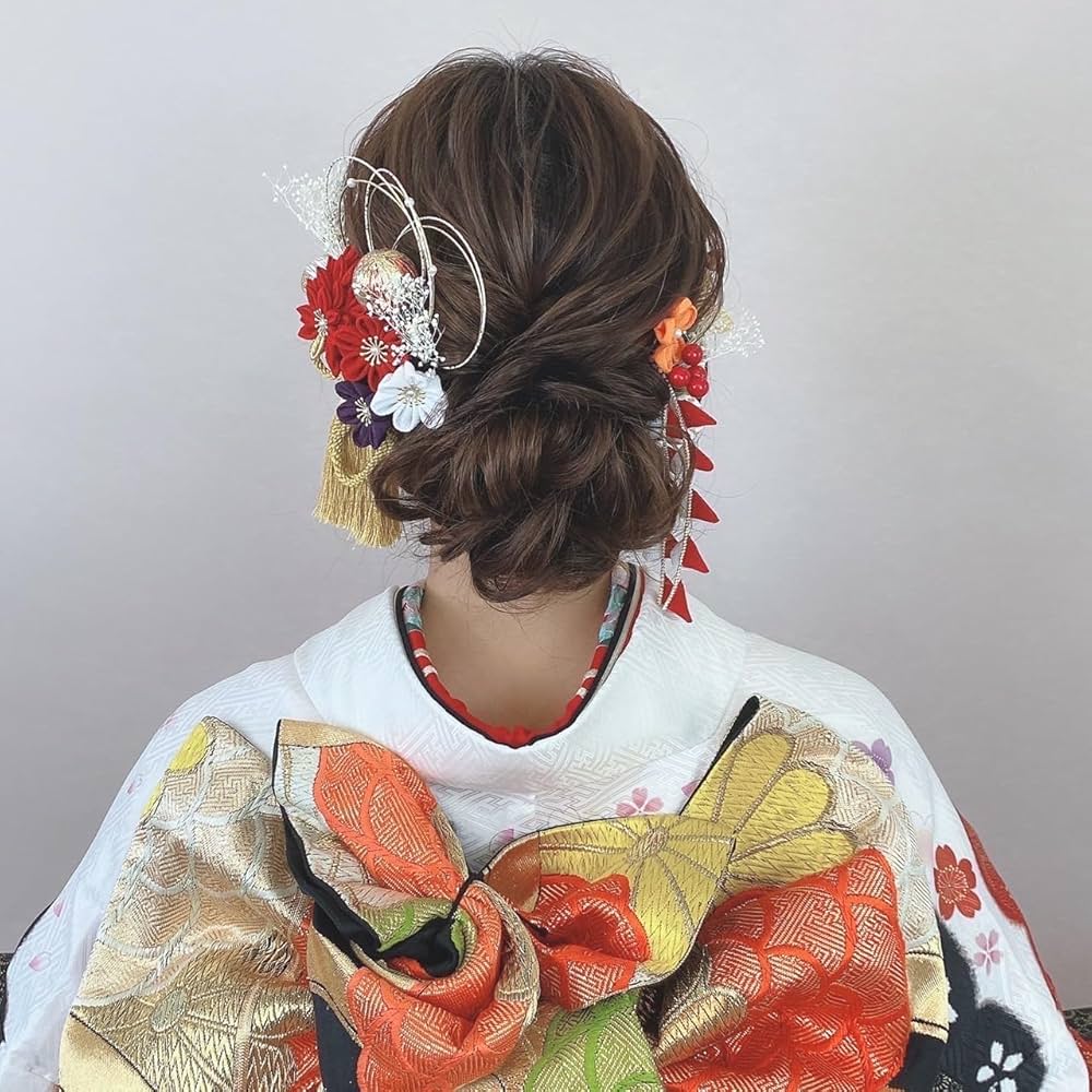 Amazon.co.jp: つまみ細工 髪飾り【晴×深紅】 結婚式髪飾り 成人